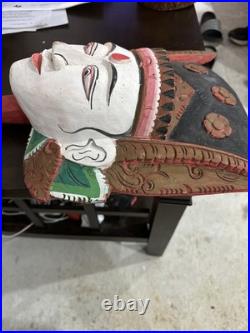 Javanese Wood Carved Head Vintage 1950 Rama Wayang Head Puppet