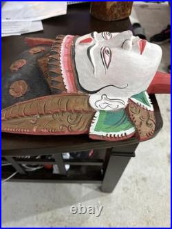 Javanese Wood Carved Head Vintage 1950 Rama Wayang Head Puppet