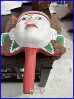 Javanese Wood Carved Head Vintage 1950 Rama Wayang Head Puppet