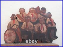 Jazz Musicians, New Orleans, Wood Carving, Artist Signed, 1992, L. Graham