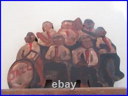 Jazz Musicians, New Orleans, Wood Carving, Artist Signed, 1992, L. Graham
