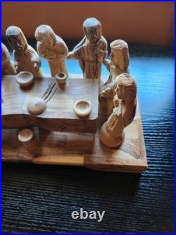 Jesus Last Supper Hand Carving Sculpture Olive Wood Disciples Religious Art