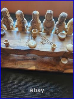 Jesus Last Supper Hand Carving Sculpture Olive Wood Disciples Religious Art