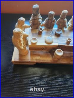 Jesus Last Supper Hand Carving Sculpture Olive Wood Disciples Religious Art