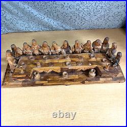 Jesus last Supper Carved Olive Wood Carving Sculpture Disciples 23 Display