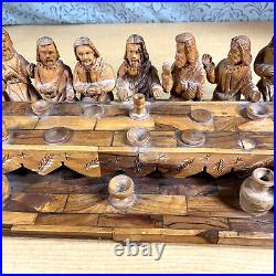 Jesus last Supper Carved Olive Wood Carving Sculpture Disciples 23 Display