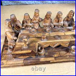 Jesus last Supper Carved Olive Wood Carving Sculpture Disciples 23 Display