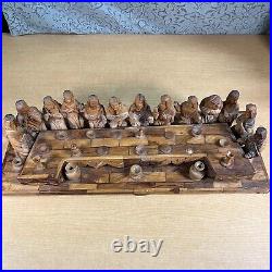 Jesus last Supper Carved Olive Wood Carving Sculpture Disciples 23 Display