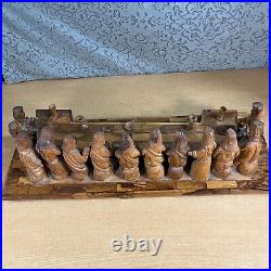 Jesus last Supper Carved Olive Wood Carving Sculpture Disciples 23 Display