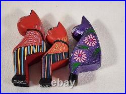 Joaquin Hernandez Vazquez Wood Carving Family of Cats Folk Art Mexico Handcraft