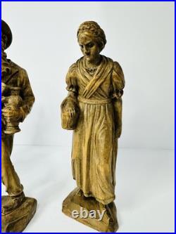 Jobin Brienz of Switzerland Hand Carved 10 In. Wood Sculptures Set of 3 Vintage