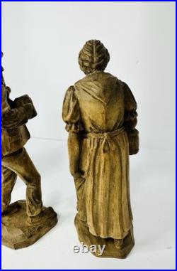 Jobin Brienz of Switzerland Hand Carved 10 In. Wood Sculptures Set of 3 Vintage