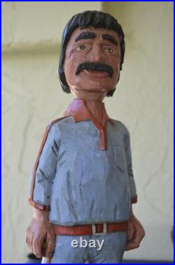 John Basch Signed Carved Man Sculpture Wooden Folk Art WOOD CARVER Vintage 70s John Basch Signed Carved Man Sculpture Wooden Folk Art WOOD CARVER Vintage 70s