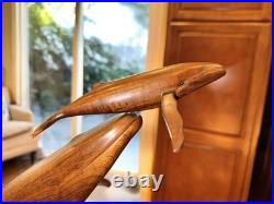 John Bennett Myrtlewood Humpback Whale & Calf Vintage Original Wood Carving