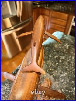 John Bennett Myrtlewood Humpback Whale & Calf Vintage Original Wood Carving