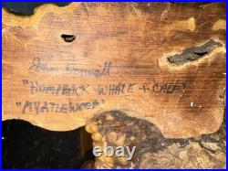 John Bennett Myrtlewood Humpback Whale & Calf Vintage Original Wood Carving