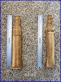 John Tollardo San Pascual & St Francis Carved Cedar Sculpture Figurines 2002