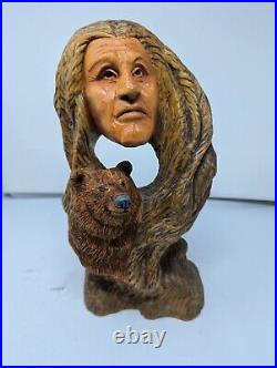 John Wagner Carving- 2010 Basswood #37 Native American and Bear