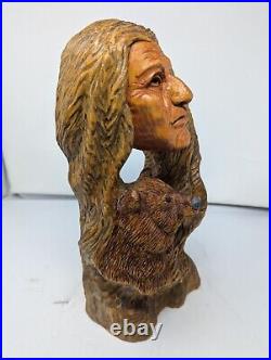 John Wagner Carving- 2010 Basswood #37 Native American and Bear