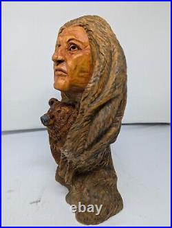 John Wagner Carving- 2010 Basswood #37 Native American and Bear