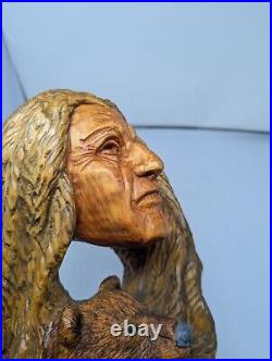 John Wagner Carving- 2010 Basswood #37 Native American and Bear