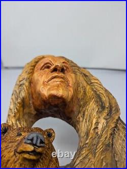 John Wagner Carving- 2010 Basswood #37 Native American and Bear