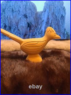Jose Mondragon Wood Carving Roadrunner Sculpture Chimayo New Mexico Signed Vntg