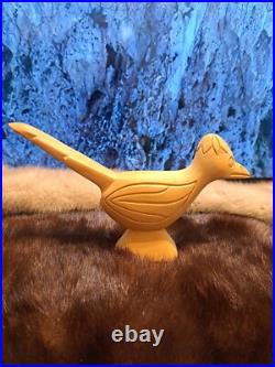 Jose Mondragon Wood Carving Roadrunner Sculpture Chimayo New Mexico Signed Vntg