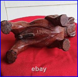 Jose Pinal Hand Carved Bulldog 5' T X 8 1/2 L Beautiful Condition