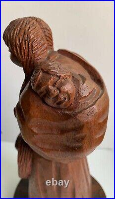 Jose Pinal (Mexican, 1913-1983) Beautiful Wood Carving Signed Sculpture