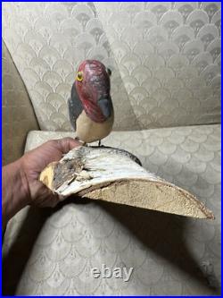 June & Walter Gottshall Hand-Carved And Painted Wood Bird Sculpture Signed