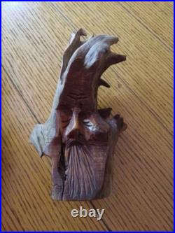 Junior Cobb Signed Wood Carving Folk Art Tree Spirit. 9 Junior Cobb Signed Wood Carving Folk Art Tree Spirit. 9