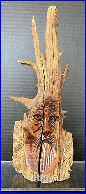 Junior Cobb Signed Wood Carving Folk Art Tree Spirit -Vintage-Arkansas