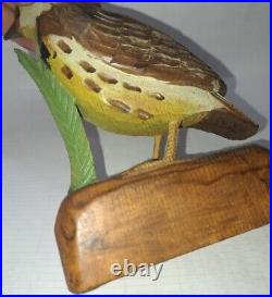 Junior Cobb Wood Carving of a Western Meadowlark bird Folk Art Carved Wood