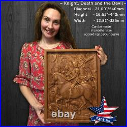 Knight Death and the Devil Albrecht Durer Wood Carved Picture painting icon art