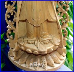 Kwan Yin Bodhisattva wood carving Statue Buddhist Goddess Sculpture Balinese Art