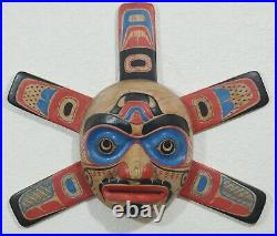 LARGE CARVED FIRST NATION STYLE SUN PLAQUE with RAYS PACIFIC NORTHWEST STYLE