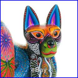 LARGE CAT Oaxacan Alebrije Wood Carving Mexican Art Animal Sculpture Painting