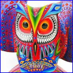LARGE OWL Oaxacan Alebrije Wood Carving Mexican Art Sculpture Painting Decor