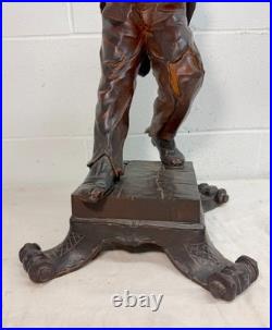 LARGE antique European 1800 carved wood fiddler violinist sculpture statue music