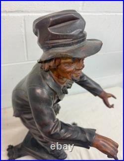 LARGE antique European 1800 carved wood fiddler violinist sculpture statue music