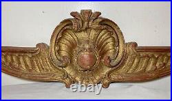 LARGE vintage hand carved gilt wood architectural salvage sculpture pediment