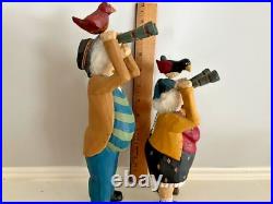 LARRY KOOSED Folk Art Wood Carvings BIRD WATCHING 2 Birders Signed- 2003