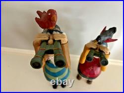 LARRY KOOSED Folk Art Wood Carvings BIRD WATCHING 2 Birders Signed- 2003