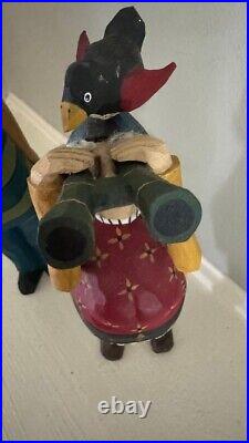 LARRY KOOSED Folk Art Wood Carvings BIRD WATCHING 2 Birders Signed- 2003