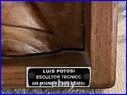 LUIS POTOSI ECUADOR ARTIST VINTAGE CARVING WOOD RELIEF SCULPTURE / 20x11x2