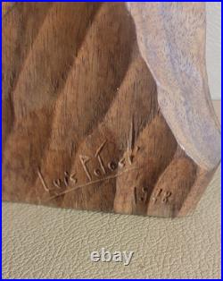 LUIS POTOSI ORIGINAL VINTAGE HANDCARVED WOODEN SCULPTURE 21x34 HIGH SIGNED LUIS POTOSI ORIGINAL VINTAGE HANDCARVED WOODEN SCULPTURE 21x34 HIGH SIGNED