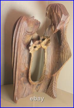 LUIS POTOSI ORIGINAL VINTAGE HANDCARVED WOODEN SCULPTURE 21x34 HIGH SIGNED LUIS POTOSI ORIGINAL VINTAGE HANDCARVED WOODEN SCULPTURE 21x34 HIGH SIGNED
