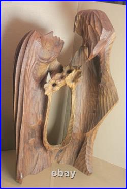 LUIS POTOSI ORIGINAL VINTAGE HANDCARVED WOODEN SCULPTURE 21x34 HIGH SIGNED LUIS POTOSI ORIGINAL VINTAGE HANDCARVED WOODEN SCULPTURE 21x34 HIGH SIGNED