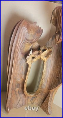 LUIS POTOSI ORIGINAL VINTAGE HANDCARVED WOODEN SCULPTURE 21x34 HIGH SIGNED LUIS POTOSI ORIGINAL VINTAGE HANDCARVED WOODEN SCULPTURE 21x34 HIGH SIGNED